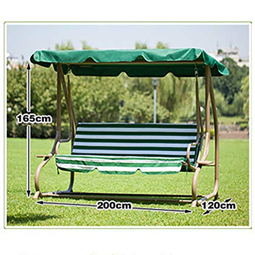ZDYLM-Y Hollywoodschaukel Gartenschaukel 3 Seater Garten Innenhof Schaukelsitz Hängesessel für Außenterrasse - Grün-Weiß… – Bild 3