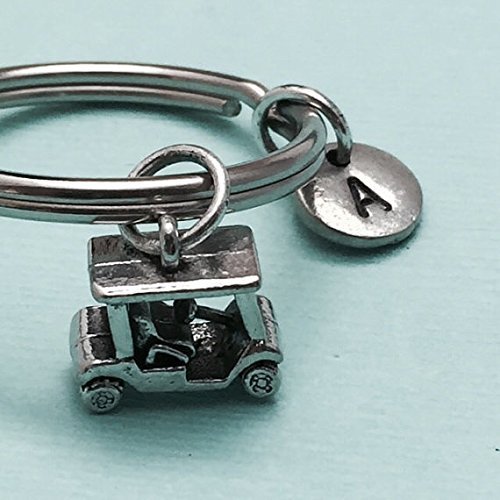 Golf cart keychain, golf cart charm, sports keychain, personalized keychain, initial
