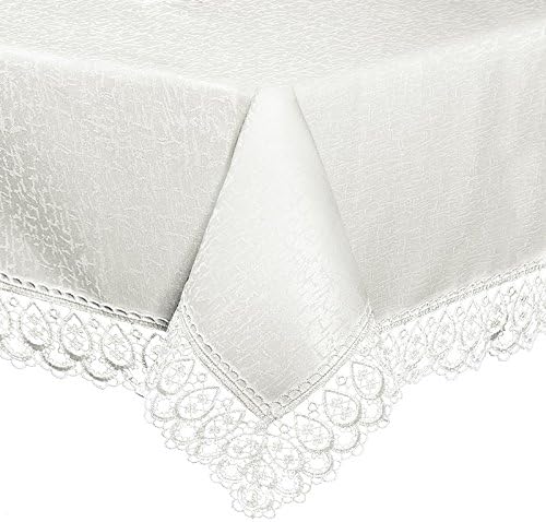 Eurofirany Tablecloth Table Cloth Table Runner White Hollow Stitching Lace Cream Festive Gipüre (160 x 260 cm Cream) Aristo