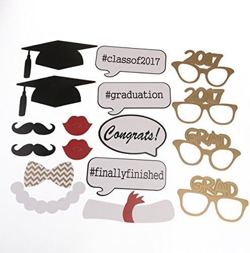 ZINKODA Graduation Party Phtoto Booth Props 2017 Graduation Party Decorations Attached to the Stick