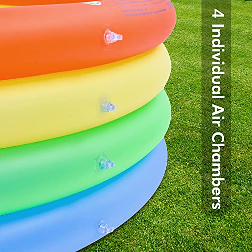 Inflatable Kiddie Pool Blow Up Paddling Pool 59" X 16" Portable 4 Ring Baby Children Water