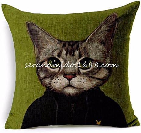 Cute Lovely Cat Decorative Cushion Cover Cotton Linen Square Throw Pillow Cover 45x45CM Pillow Case Home Office Car Sofa Decor 04