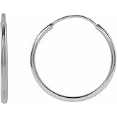 Solid 14k White Gold 15mm Tube Hoop Huggie Earrings (15mm x 1mm)
