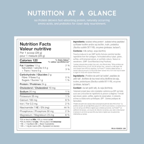 North Coast Naturals- Grass Fed Iso Protein 100- Whey Protein Powder Fortified with the prebiotic inulin and probiotic – 680 g- Unflavoured