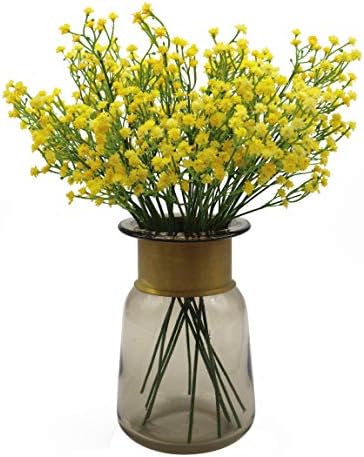 Anatural Artificial Flowers, Fake Flowers Babys Breath Gypsophila Flowers Steam Bouquet for Wedding Party Home Garden Table Centerpieces Decorations 10pcs 15.7 Inches (Yellow)