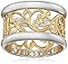 Amazon Collection Rhodium Plated Sterling Silver Two-Tone Filigree Band Ring