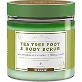 Calily Life Organic Anti Fungal Tea Tree Body and Foot Scrub with Dead Sea Minerals, 24 Oz. - Exfoliating, Powerful Cleansing and Moisturizing - Helps Against Acne, Warts, Jock Itch, Cellulite, etc.