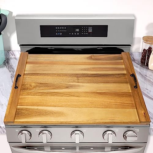 Stove Top Cover Board for Gas Electric Stove, Acacia Wood Noodle Board