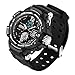ETEVON Men’s ‘Galaxy’ Fashion Analog Digital Wrist Watch with Double Buckles - EL Back Light - Two Time Zone - 30m Water Resistant - Imported Movement, Stylish Outdoor Sport Watches for Men - Black