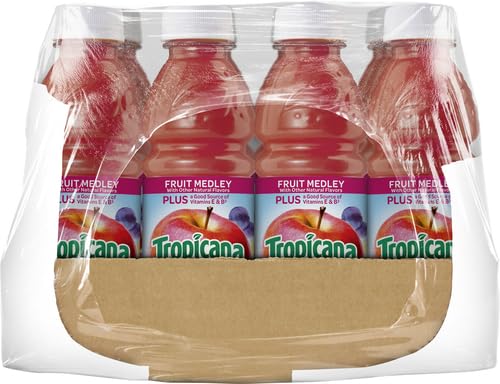 TROPICANA 100% JUICE VARIETY PACK – PINEAPPLE PEACH MANGO, FRUIT MEDLEY & STRAWBERRY ORANGE, SINGLE SERVE, 10 FL OZ BOTTLES (PACK OF 24) – VITAMIN C RICH, NO ADDED SUGARS, NO ARTIFICIAL FLAVORS