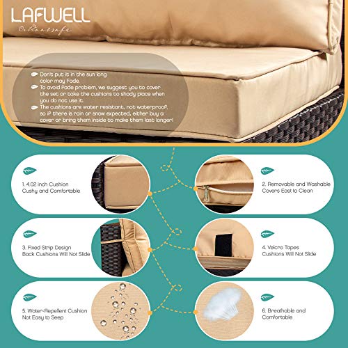 LAFWELL 7 Pieces Outdoor Patio Furniture Sets Clearance,Rattan Patio Sofa, Manual Weaving Wicker Patio Conversation Sectional Sets with Cushions and Tea Table