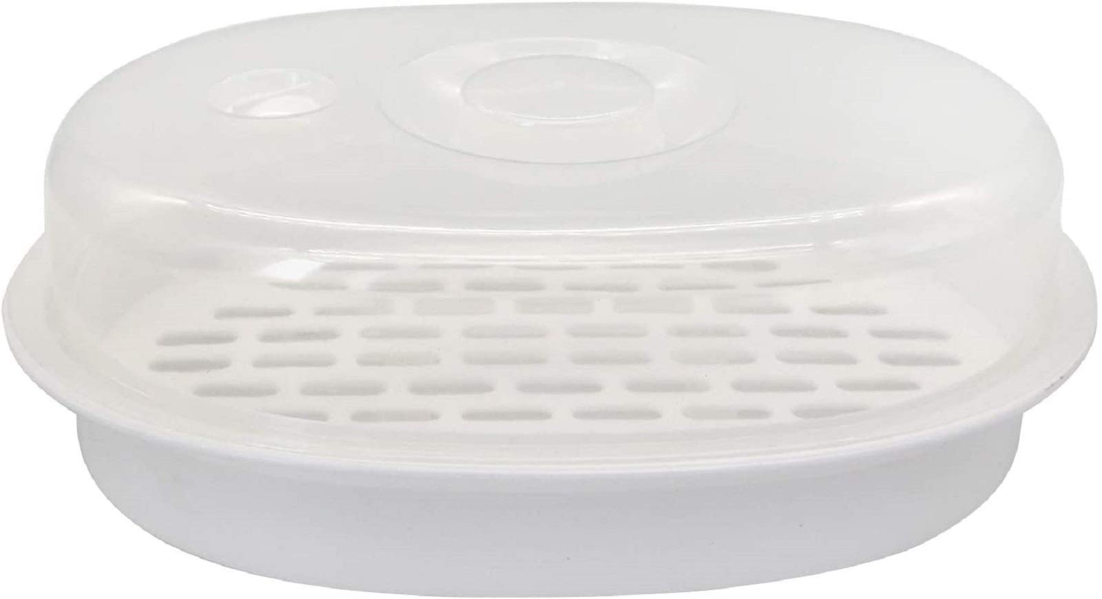 Photo 1 of 1-Tier Microwave Steamer Heating Steamer for Home Kitchen White (Oval)