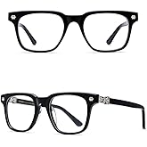 TVTBBVV Frame Men Vintage Retro Chrome Glasses Square Handmade Heart Spectacles