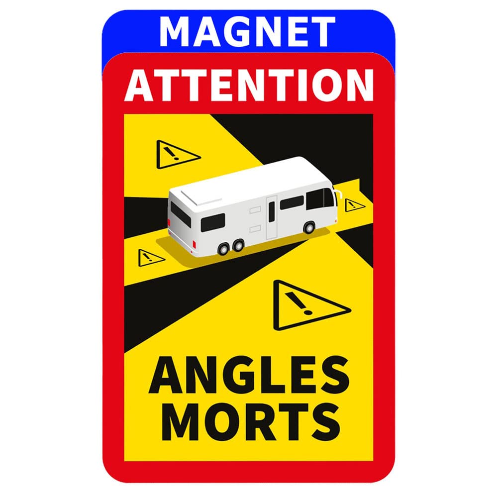 lepni.me Magnetic Blind Spot Warning Signs Attention Angles Morts Stickers for Motorhome Caravan in France Strong Magnet Decals with UV Protection
