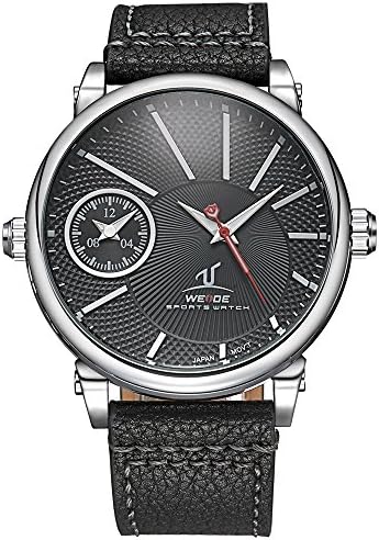 AMPM24 Wrist Watch Men’s Sport Analog Dual Time Leather Band Waterproof Quartz Watch