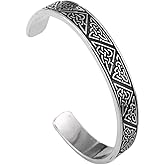 TURTLEDOVE Celtic Knot Cuff Bracelet, Irish Knot Triquetra Open Bangle Bracelet, Stainless Steel Viking Norse Irish Amulet Jewelry