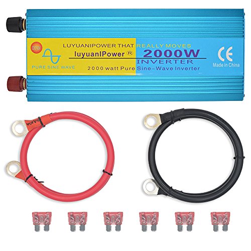 Cantonape Car Boat RV 2000W/4000W(Peak) Pure Sine Wave Power Inverter DC 12V to 110V AC with LCD Display