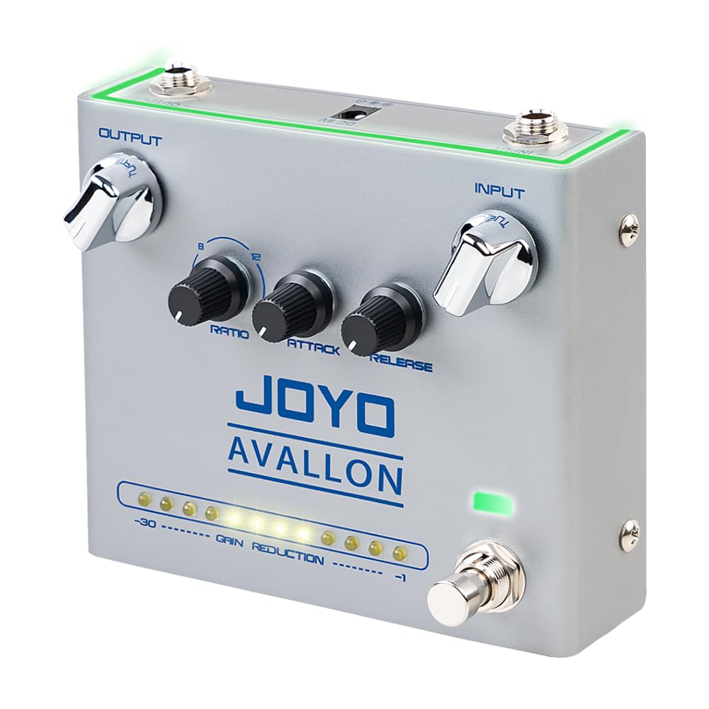 JOYO Compressor Effect Pedal with Precise Compression Knobs Adjusting Independent for Electric Guitar Bass - True Bypass (AVALLON R-19)