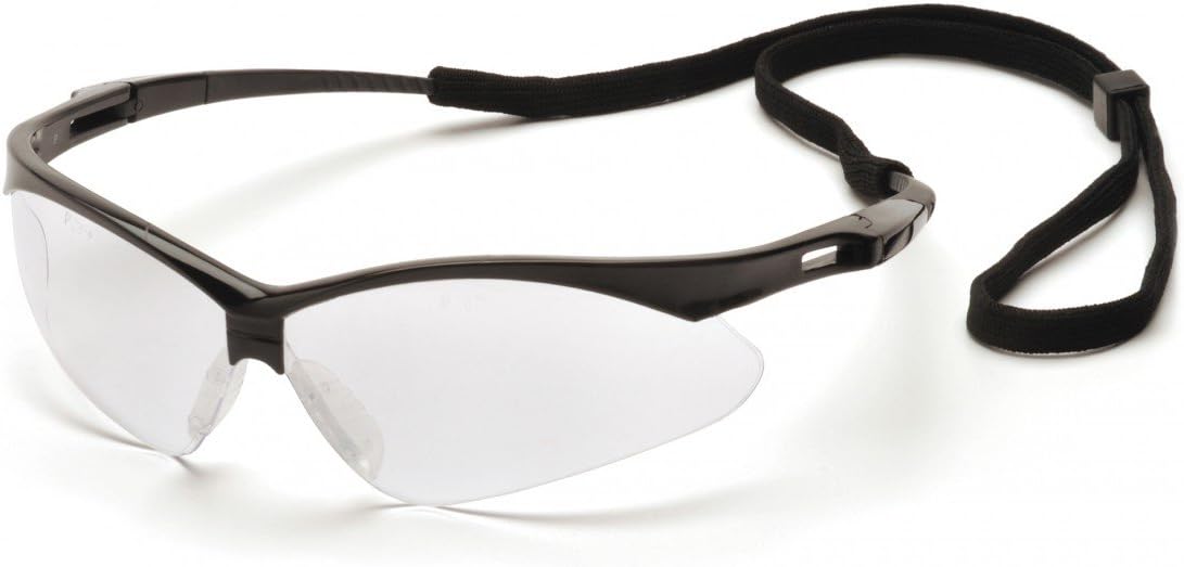 (12 Pair) Pyramex PMXTREME Glasses Black Frame/Clear Lens with Black Cord (SB6310SP)