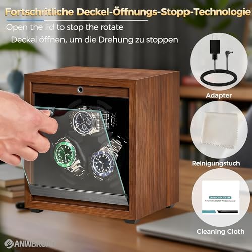 Uhrenbeweger für Automatikuhren 3 Uhrenrotatoren mit LED