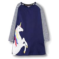 BEILEI CREATIONS KIDSALON Little Girls Cotton Casual Longsleeve Cartoon Princess Dress (6T, Purple-Horse)