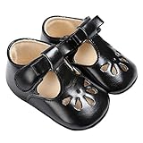 Baby Girls Christening Baptism Mary Jane Soft Sole Classic Hollow Princess Dress Flat Shoes Black Size S