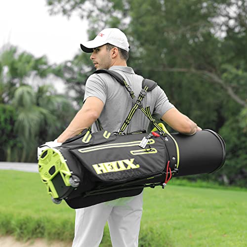 Helix Retractable Golf Stand Bag, 6 Way Dividers Top and Dual Strap