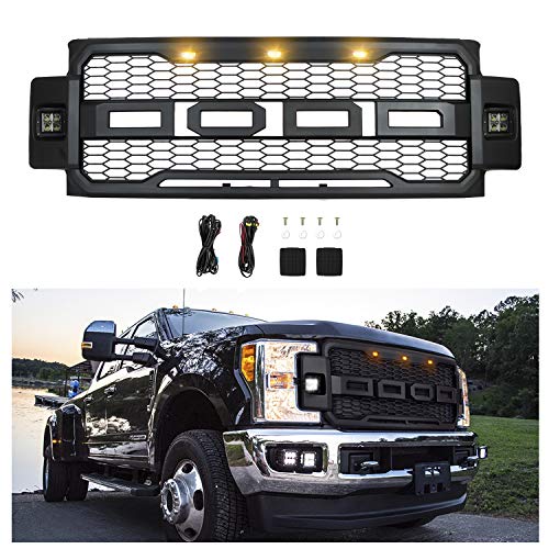 Front Grill for Ford F250/F350 20172019, Grille Replacement Amber LED