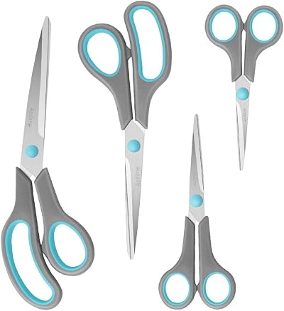 Asdirne 4pc Scissors Set Stainless Steel Blades Soft Grip Household Office