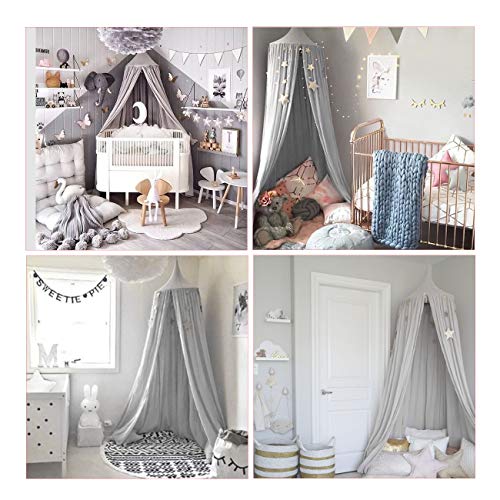 Bed-Canopy-Dyna-Living-Dome-Tent-Room-Decorate-WAssembly-Tools-for-Boys-Girls-Reading-Playing-Indoor-Game-House-Height-90-inch-Grey