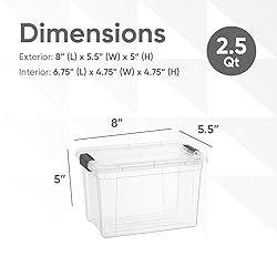 Superio Clear Storage Box with Lid, 2.5 Quart