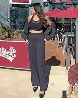 G4Free Yoga Pants with Pockets Wide Leg Trousers Women UK Dress Tall Dark Grey view 3