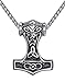 Aoiy Men's Stainless Steel Viking Thor's Hammer Celtic Knot Pendant Necklace, 24