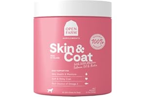 Open Farm Skin & Coat Chews, Dog Supplement, Dog Vitamins, Supports a Soft and Shiny Coat Using Traceable and Vet-Approved In