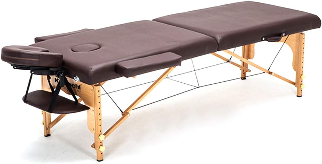 Kawachi Height Adjustable Folding Wooden Spa Massage Bed Size L 186*W70*H62 to 84cm KW04