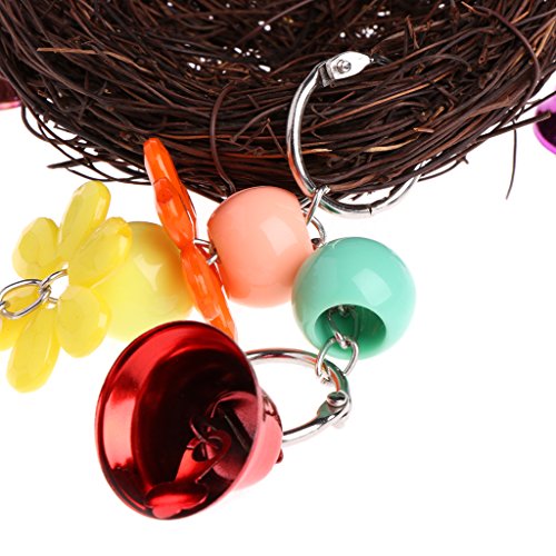 Bird Swing ,NNDA CO 1 Pc Natural Rattan Nest Bird Swing Toy with Bells Cage Perch Stand For Parrot Budgie Parakeet Cockatiel ,Rattan+Acrylic