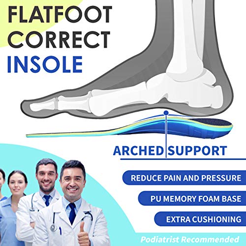 Yooyee Orthopädische Comfort Weich Einlegesohle Dämpfung Schuheinlagen für Plattfüße (L (EU41-46))