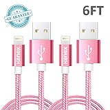 Kenex® 2 Packs 6.6ft [Hot Pink] USB 2.0 Nylon Braided Lightning Cable USB Charging Cable Cord for iPhone 6S/6S Plus/6 Plus/6/5/5C/5S/SE, iPad Air, Mini 4, iPod 5 and iPod 7