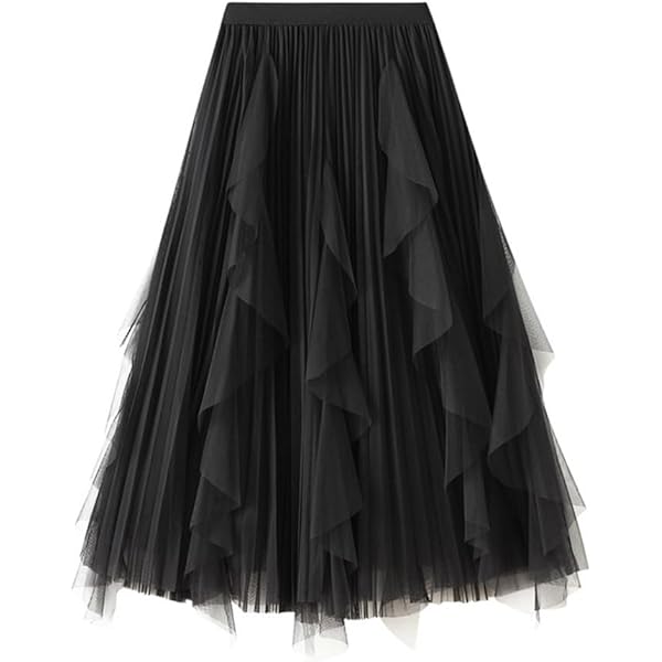 Women Solid Tulle Skirt Long Maxi High Waist Pleated Loose Women Solid Tulle Skirt Long Maxi High Waist Pleated Loose