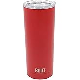 BUILT 20oz Water Tumbler - Stainless Steel Vacuum Insulated Tumbler with Lid, Double Wall Travel Tumbler - Durable, Reusable & Sustainable Steel Cup To Go Travel Coffee Mug (Red)