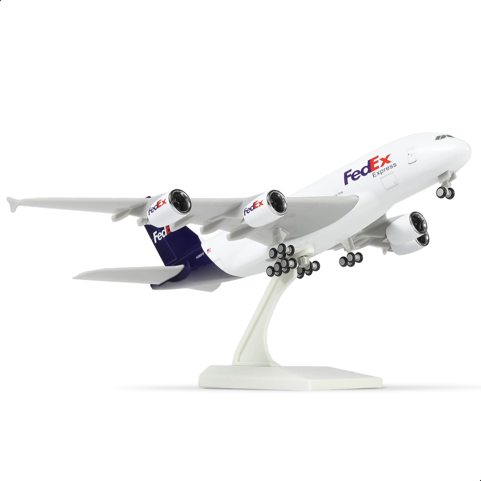 QIYUMOKE 1/240 A380 Model Plane for FedEx for Airbus A380 Model Airplane with Stand (12 in-L) Pre-built Model kit for Adult -Aviation Creative Gifts, Tabletop Collection Display
