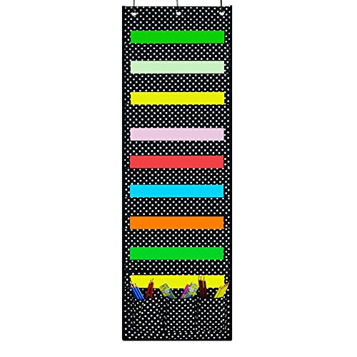 Godery Hanging File Folder Holder Organizer, Cascading Fabric Organizer, Door & Wall Filing Organizer, Perfect to Home School Office Classroom Use â€¦ (Black)