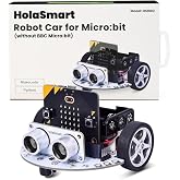 HOLASMART microbit DIY Mini Coding Robot Car Kit Compatible with BBC Micro:bit V2 and V1, STEM Engineering Science Kits for Graphical MakeCode and Python (Without Micro:bit and AAA Battery)