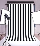 Laeacco Customizable 5x7ft Vinyl Photography Background Backdrop Dark Blue Blurry Black and White Stripes Theme Backdrop Photo Studio Props 1.5(w) x2.2(h) m