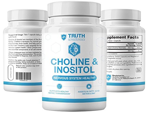 Truth Nutra - Choline & Inositol - 30 Day Supply - Brain Health Supplement - All Natural Ingredients - Promotes Healthy Brain & Nerve Function - Helps Boost Mental Health
