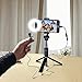 ELEWIUM 3 in 1 Bluetooth Tripod Selfie Stick with LED Ring Light & Rec Microphone| Adjustable Knob Live Stream, 360° Rotation & Soft Silicone Pads| Works with iPhones Smartphones&Tablets