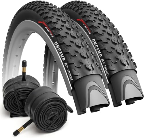 Fincci Tyre 27.5 x 2.10 54-584 Folding 30TPI with Camera | 27.5 x 2.10 Tyre with 40-60 PSI Pressure and 30TPI Construction for Reliable Performance - Set of 2