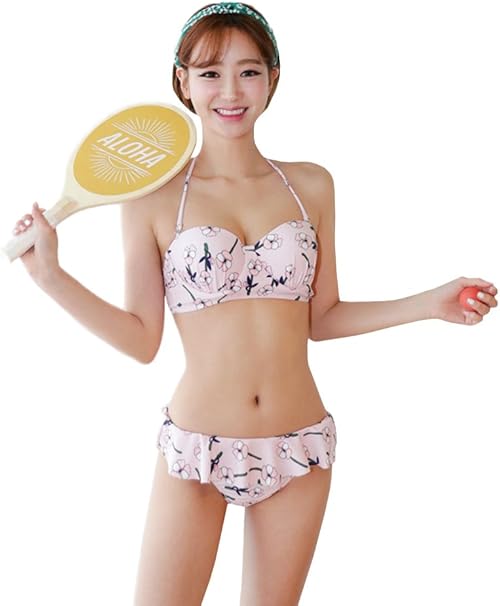 Amazon 在庫処分価格 ディーホリック Dholic 2wayフラワーフリルビキニ 水着 レディース ビキニ ホルターネック 花柄 ビスチェ かわいい Bikini Xb E M ライトピンク ビキニ セパレーツ 通販
