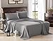 Honeymoon 1800 Brushed Microfiber Embroidered Bed Sheet Set, Ultra Soft, Queen - Gray