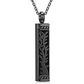 RIPFEVURN Tree of Life Bar Urn Necklaces for Ashes for Women Men Cube Cremation Jewelry Human Ashes Memorial Keepsake Pendant